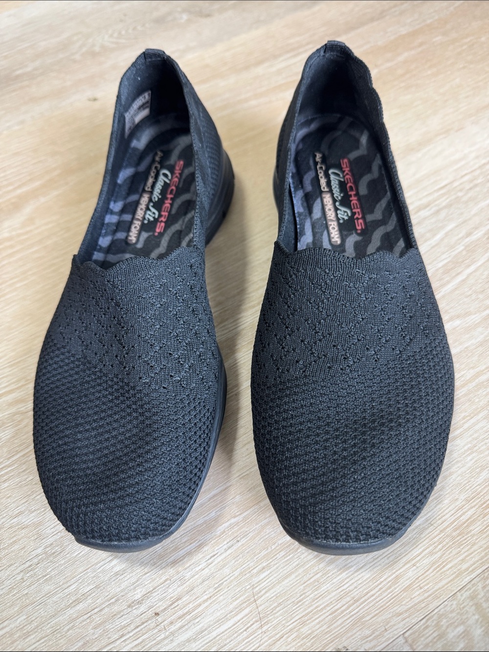 Skechers Men's Black Slip-On Knit Loafers